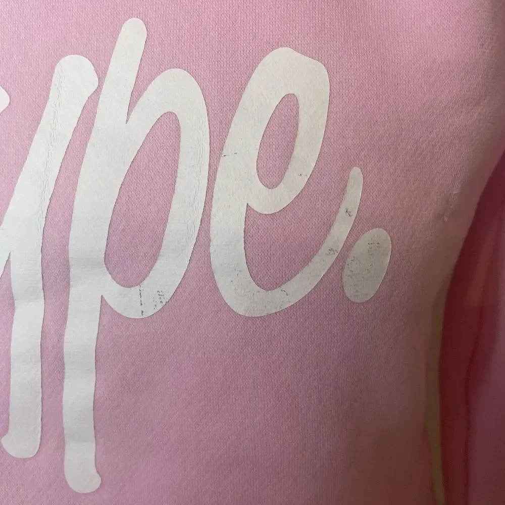Hype Script Size 13 Years Crop Hoodie Girls OTH Hoody Hooded Top Tape Baby Pink - Picture 3 of 14